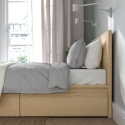 Pat Ikea Malm/Lindbaden 4 cutii depozitare 160x200 (Furnir Stejar Alb) Thumb