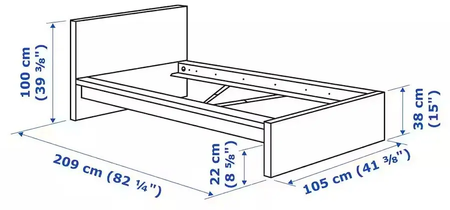 Pat Ikea Malm/Lindbaden 90x200 (Negru-Maro)