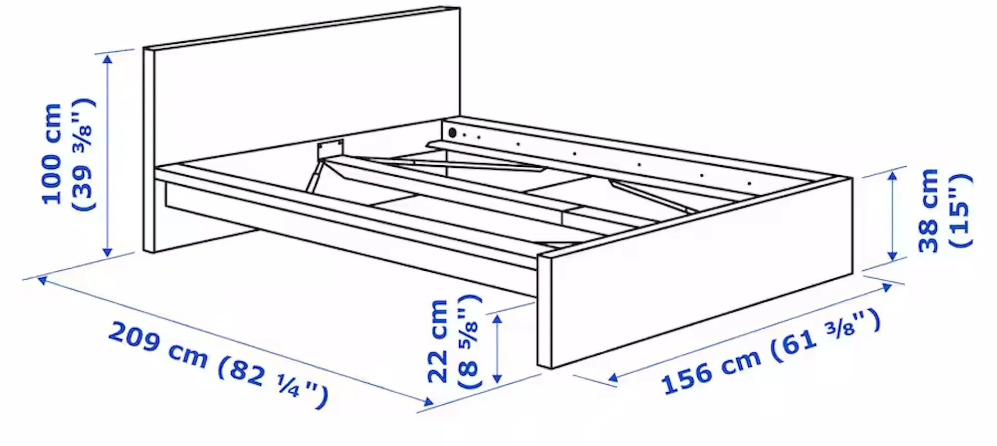 Кровать Ikea Malm/Lonset 140x200 (Черно-Коричневый) - 8