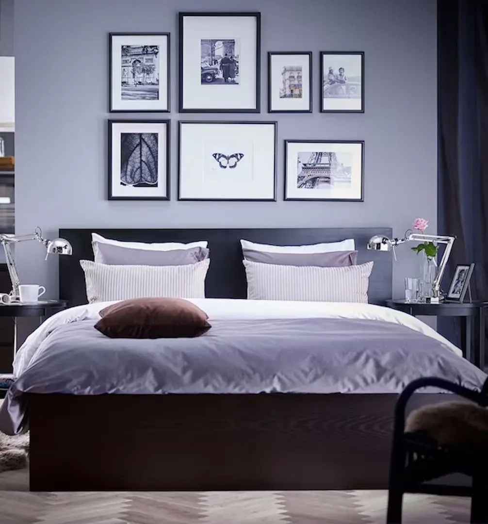 Кровать Ikea Malm/Lonset 140x200 (Черно-Коричневый)