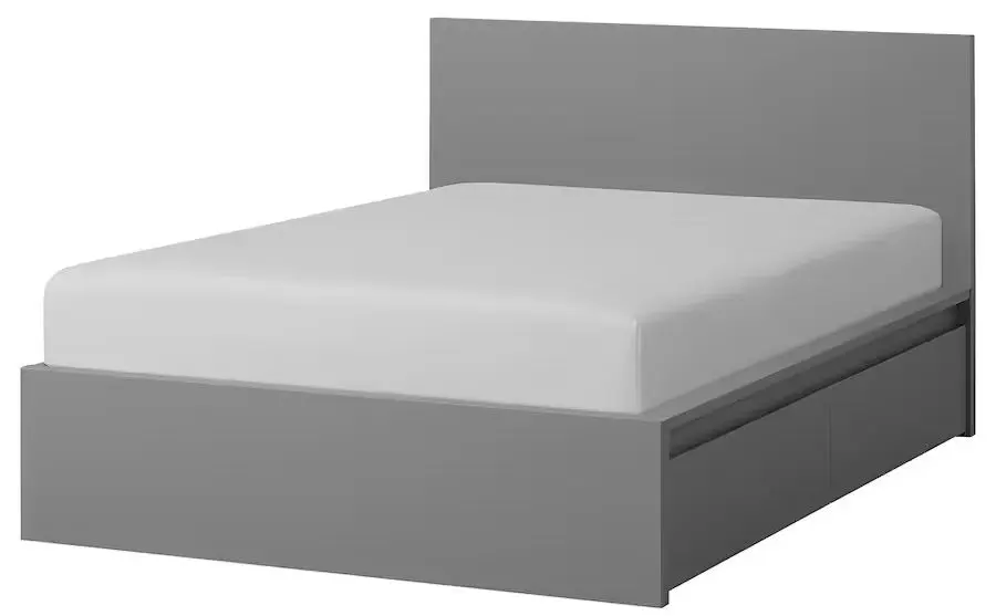 Pat Ikea Malm/Lonset 2 cutii depozitare 160х200 (Gri)