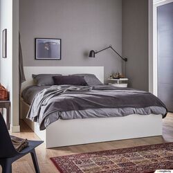 Pat Ikea Malm/Lonset 2 cutii depozitare 160x200 (Alb)