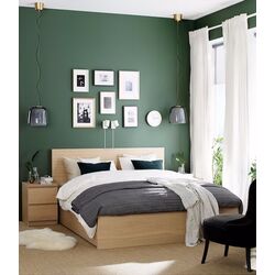 Pat Ikea Malm/Lonset 2 cutii depozitare 180x200 (Furnir Stejar Alb)