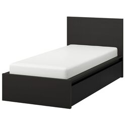 Pat Ikea Malm/Lonset  2 cutii depozitare 90х200 (Negru-Maro)