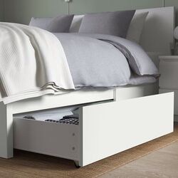 Pat Ikea Malm/Lonset 4 cutii depozitare 140x200 (Alb) Thumb