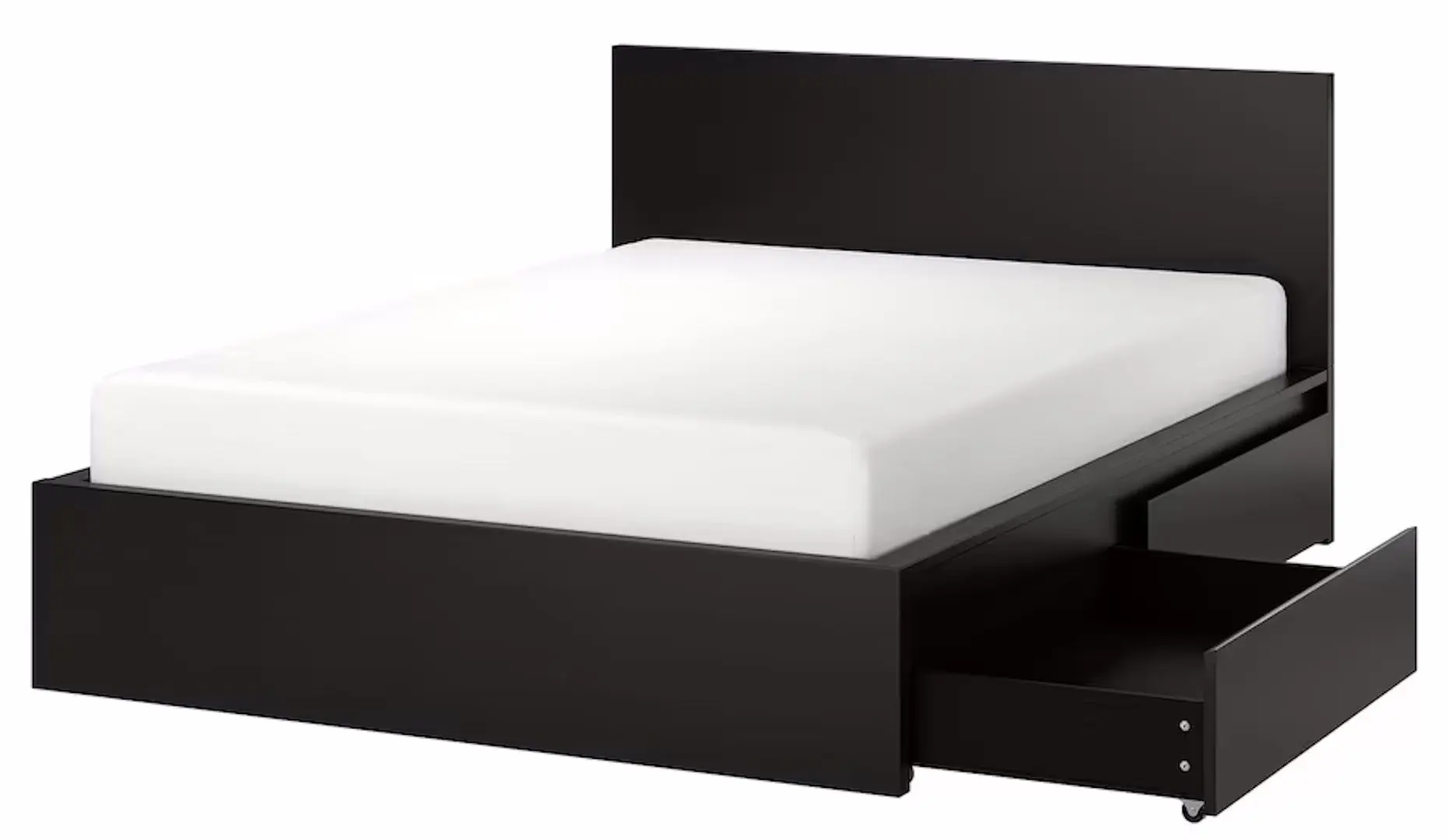 Pat Ikea Malm/Lonset 4 cutii depozitare 140x200 (Negru-Maro) - 2