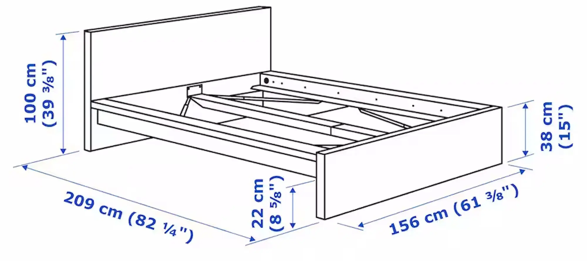 Кровать Ikea Malm/Luroy 140x200 (Черно-Коричневый)