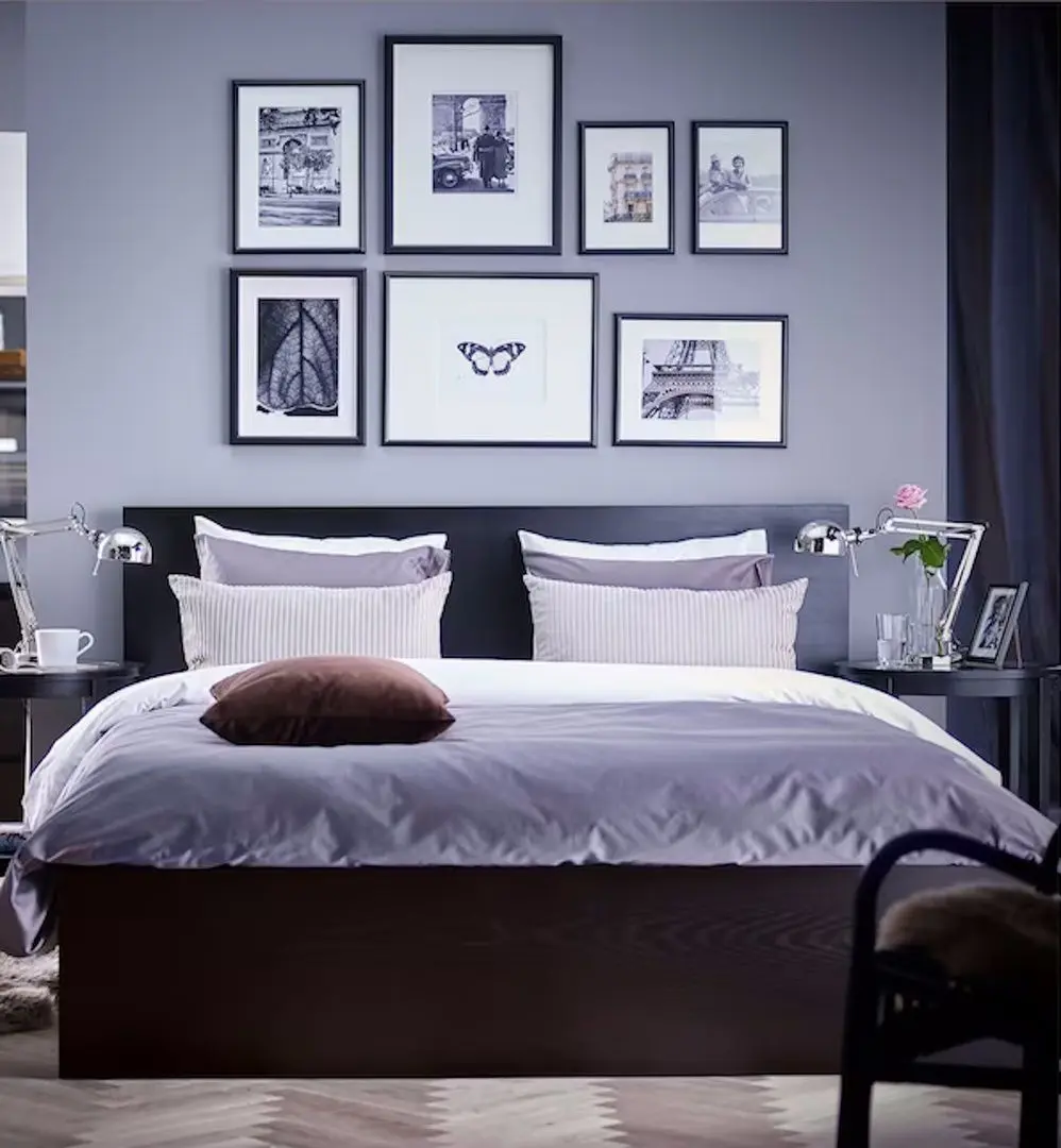 Кровать Ikea Malm/Luroy 140x200 (Черно-Коричневый)