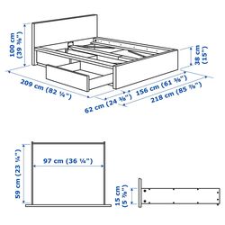 Кровать Ikea Malm/Luroy 2 ящика 140х200 (Дуб Беленый) Thumb