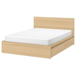 Pat Ikea Malm/Luroy 2 cutii depozitare 140х200 (Stejar Alb)