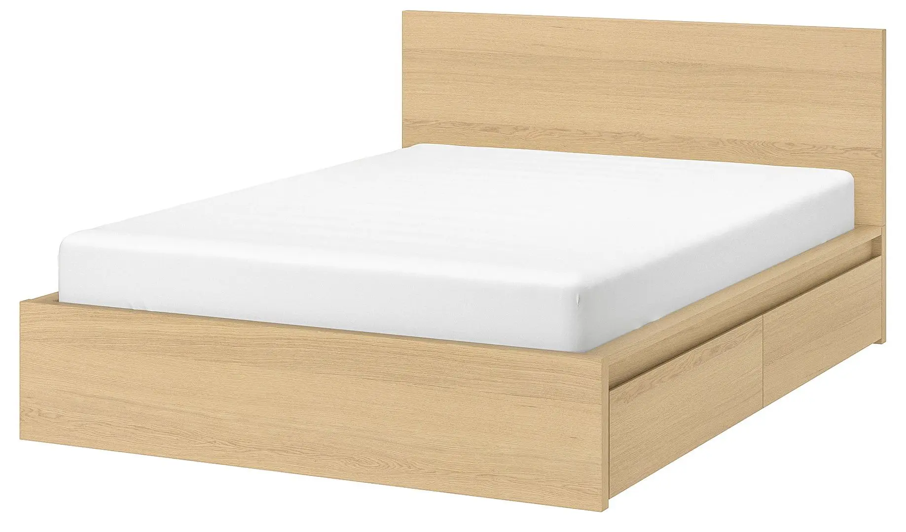 Кровать Ikea Malm/Luroy 2 ящика 140х200 (Дуб Беленый)