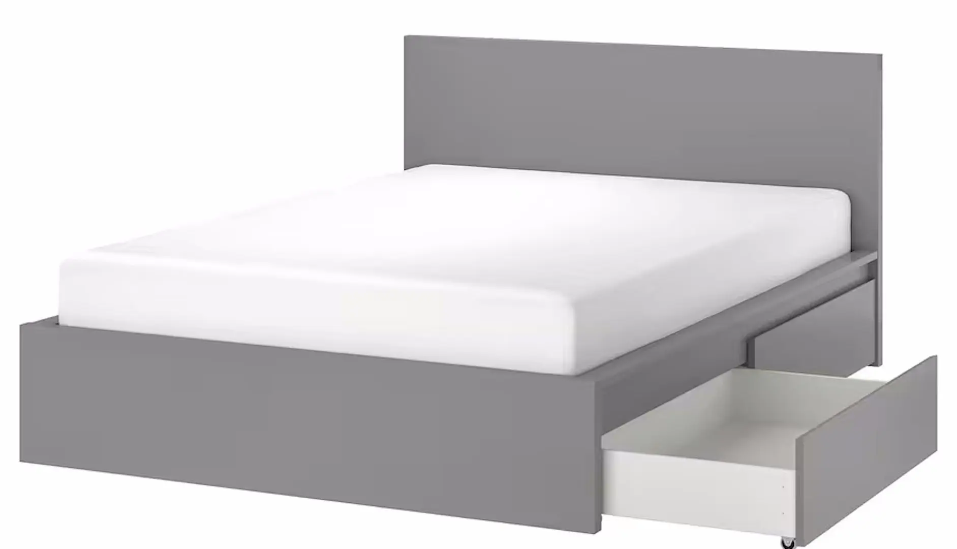 Pat Ikea Malm/Luroy 2 cutii depozitare 140x200 (Grey)