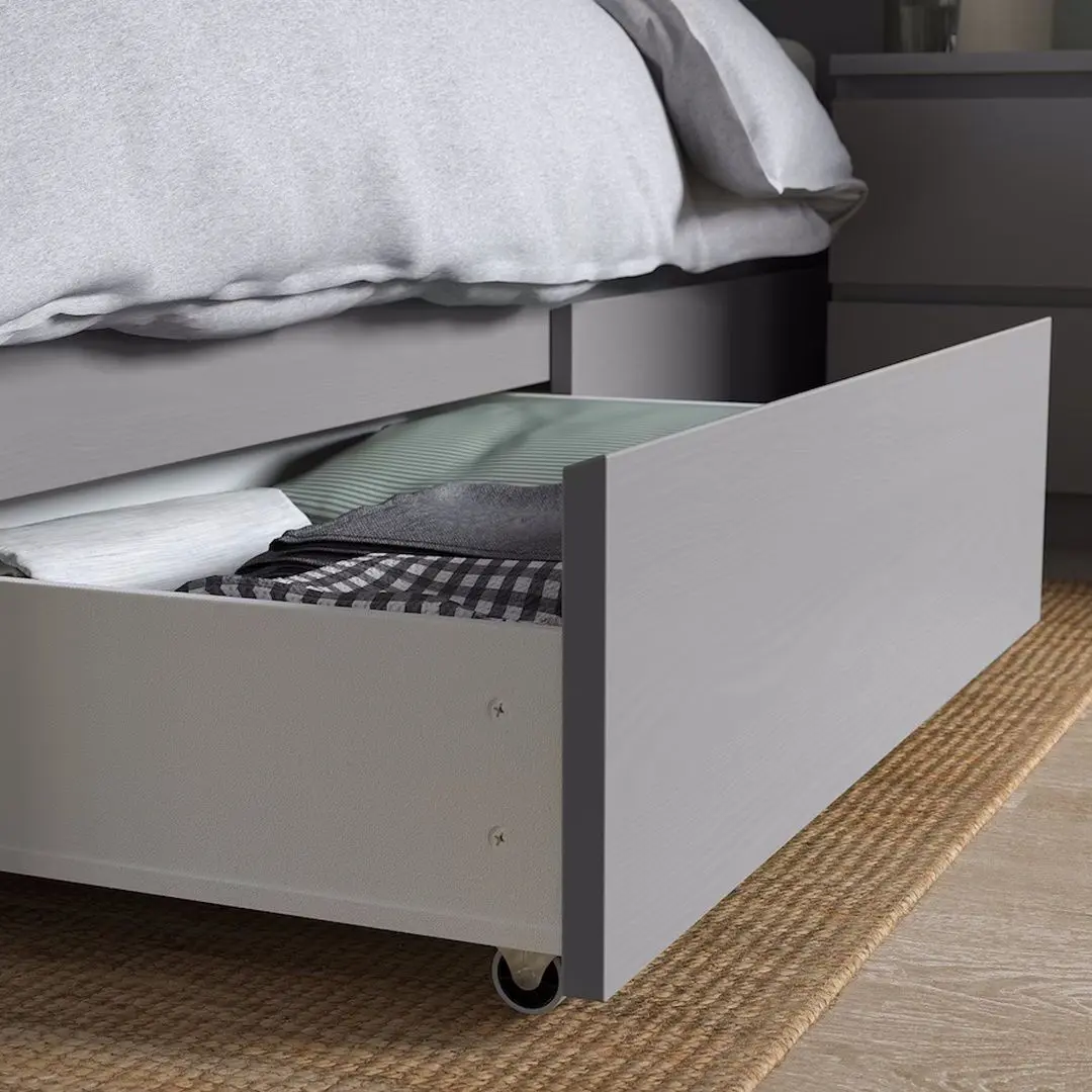 Pat Ikea Malm/Luroy 2 cutii depozitare 140x200 (Grey)