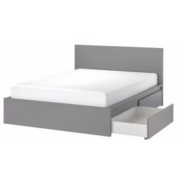 Pat Ikea Malm/Luroy 2 cutii depozitare 160x200 (Gri) Thumb