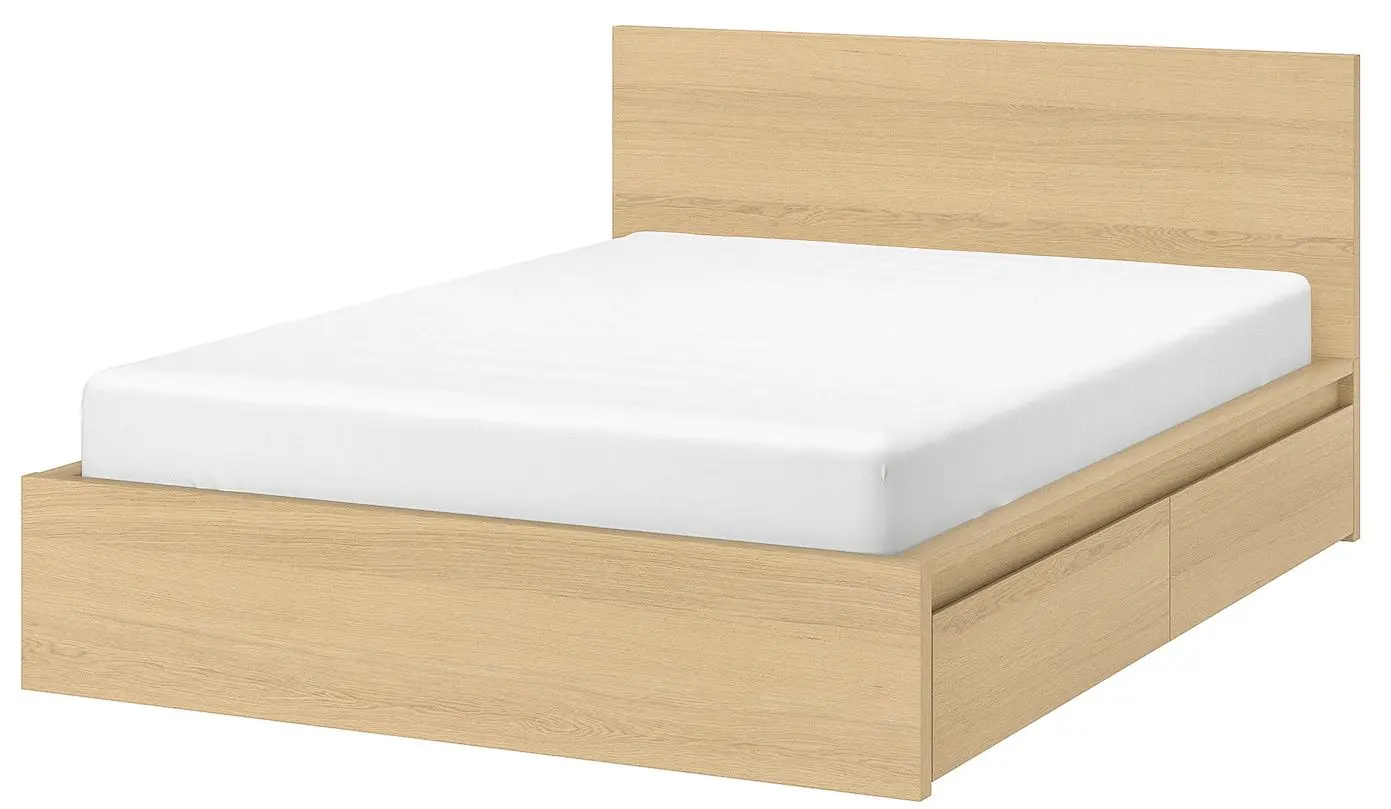 Pat Ikea Malm/Luroy 2 cutii depozitare 180х200 (Stejar Alb)