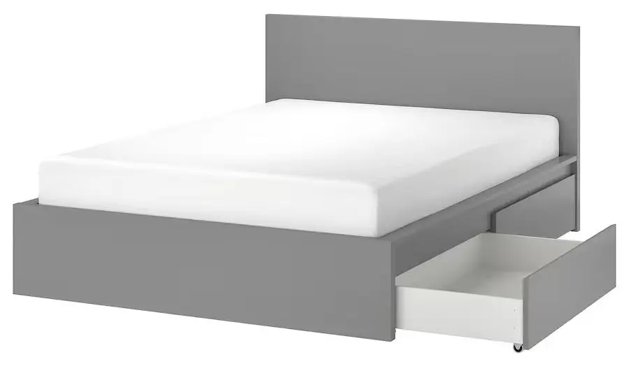 Pat Ikea Malm/Luroy 2 cutii depozitare 180х200 (Gri)