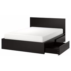 Кровать Ikea Malm/Luroy 2 ящика 180x200 (Черно-Коричневый) Thumb