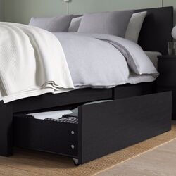 Кровать Ikea Malm/Luroy 2 ящика 180x200 (Черно-Коричневый) Thumb