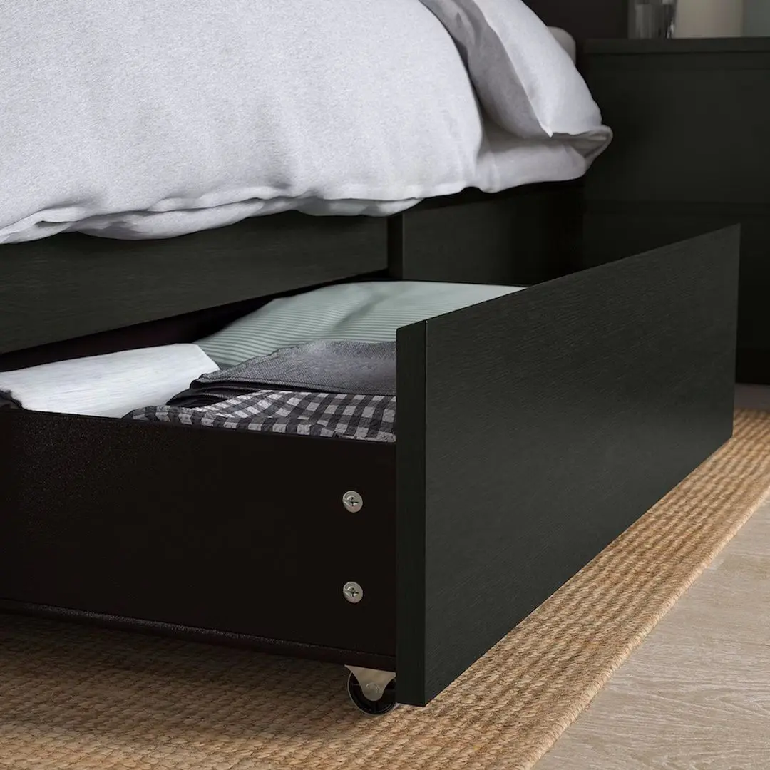 Кровать Ikea Malm/Luroy 2 ящика 180x200 (Черно-Коричневый) - 7