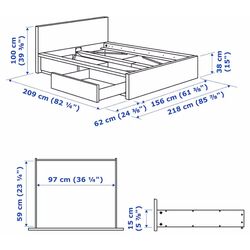 Кровать Ikea Malm/Luroy 2 ящика 180x200 (Черно-Коричневый) Thumb
