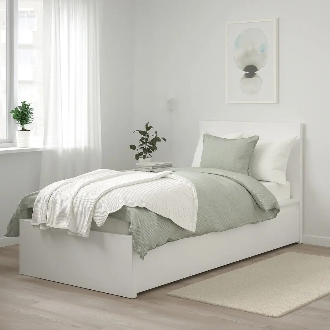 Кровать Ikea Malm Luroy 2 ящика 90х200 (Белый)