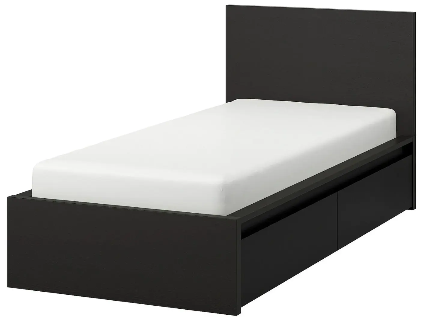 Кровать Ikea Malm/Luroy 2 ящика 90х200 (Черно-Коричневый)