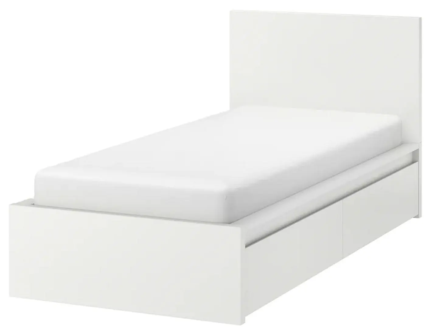 Pat Ikea Malm/Lonset 2 cutii depozitare 90x200 (Alb)