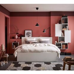 Pat Ikea Malm/Luroy 4 cutii depozitare 140x200 (Alb)