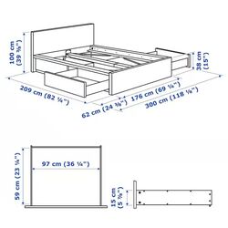 Pat Ikea Ikea Malm/Luroy 4 cutii depozitare 160х200 (Negru-maro) Thumb