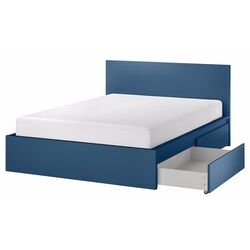 Pat Ikea Malm/Luroy 4 cutii depozitare 160x200 (Albastru) Thumb