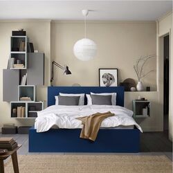 Pat Ikea Malm/Luroy 4 cutii depozitare 160x200 (Albastru) Thumb