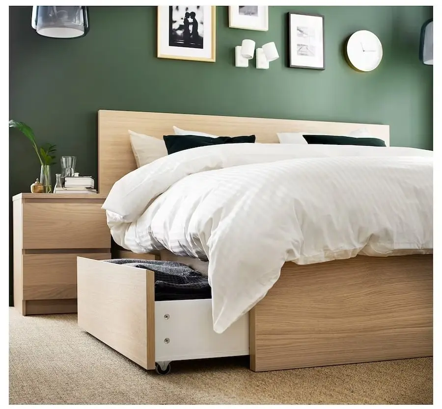 Кровать Ikea Malm/Luroy 4 ящика 180х200 (Дуб Беленый) - 3