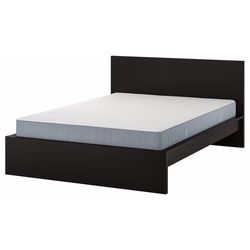 Pat Ikea Malm/Valevag extra ferma/cu saltea 140x200 (Negru-Maro) Thumb