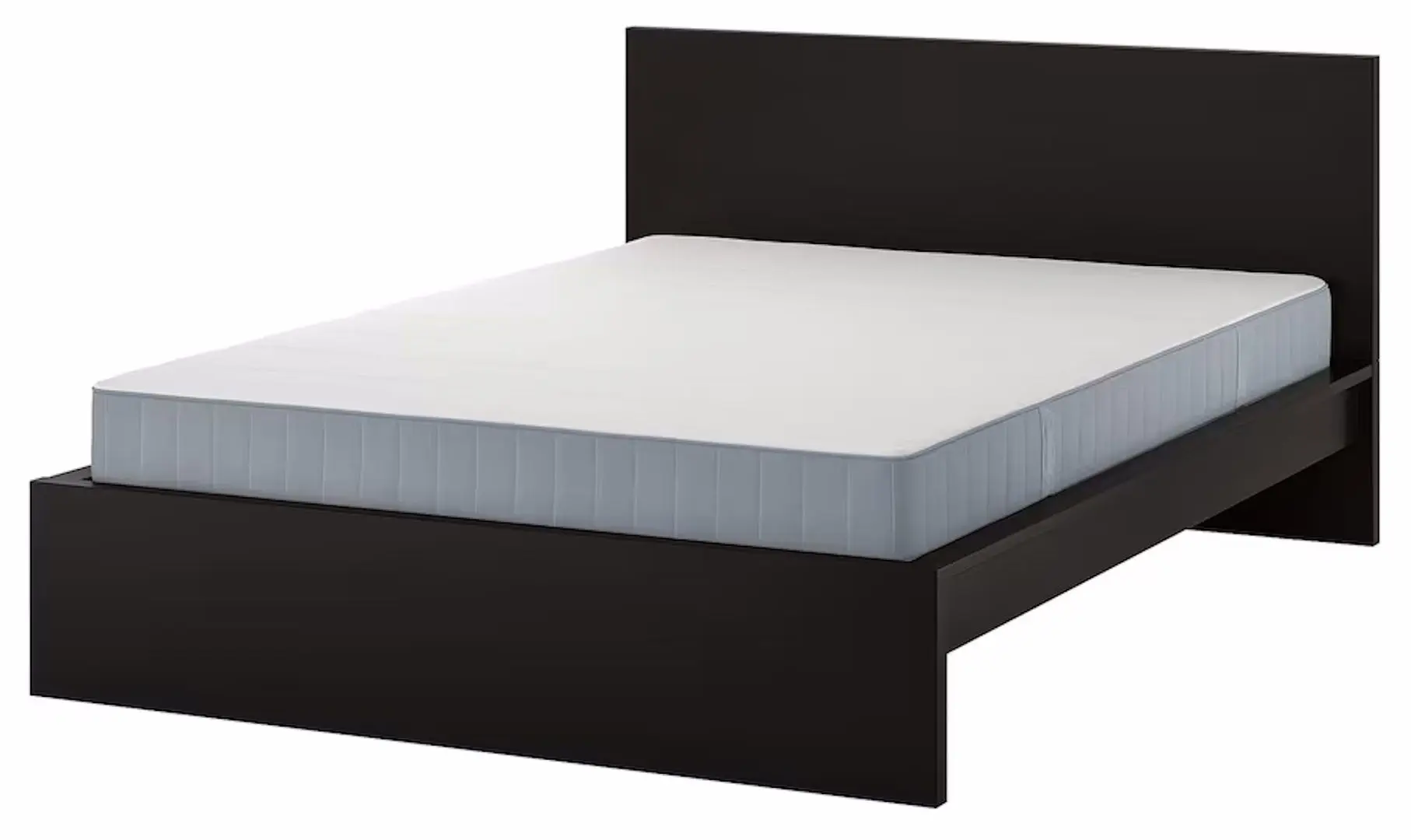Pat Ikea Malm/Valevag extra ferma/cu saltea 140x200 (Negru-Maro) - 2
