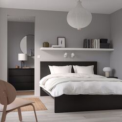 Pat Ikea Malm/Valevag extra ferma/cu saltea 140x200 (Negru-Maro) Thumb