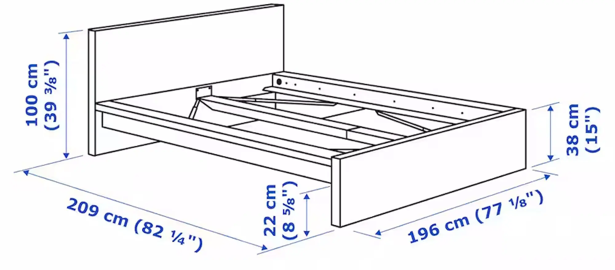Pat Ikea Malm/Valevag extra ferma/cu saltea 180x200 (Furnir Stejar Alb) - 15
