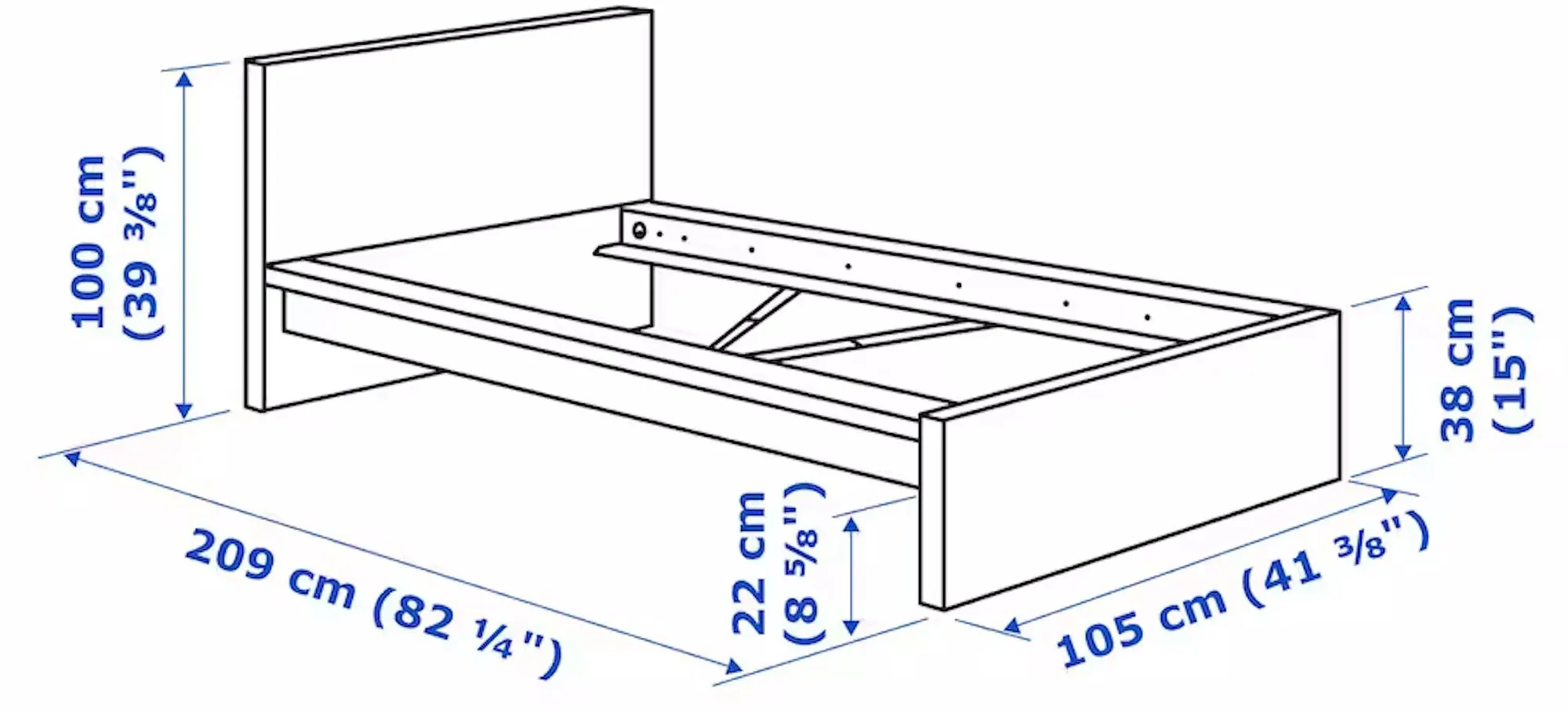 Pat Ikea Malm/Valevag extra ferma/cu saltea 90x200 (Negru-Maro) - 14