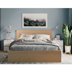 Pat Ikea Malm/Valevag ferma/cu saltea 140x200 (Furnir Stejar Alb)