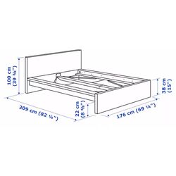 Pat Ikea Malm/Valevag ferma/cu saltea 160x200 (Furnir Stejar Alb) Thumb