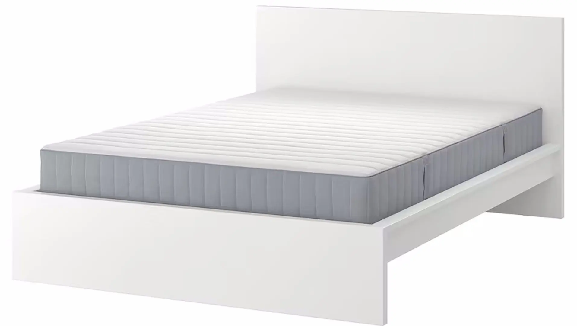 Pat Ikea Malm/Valevag ferma/cu saltea 160x200 (Alb)