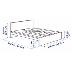 Кровать Ikea Malm/Valevag жесткий/с матрасом 160x200 (Черно-Коричневый) Thumb