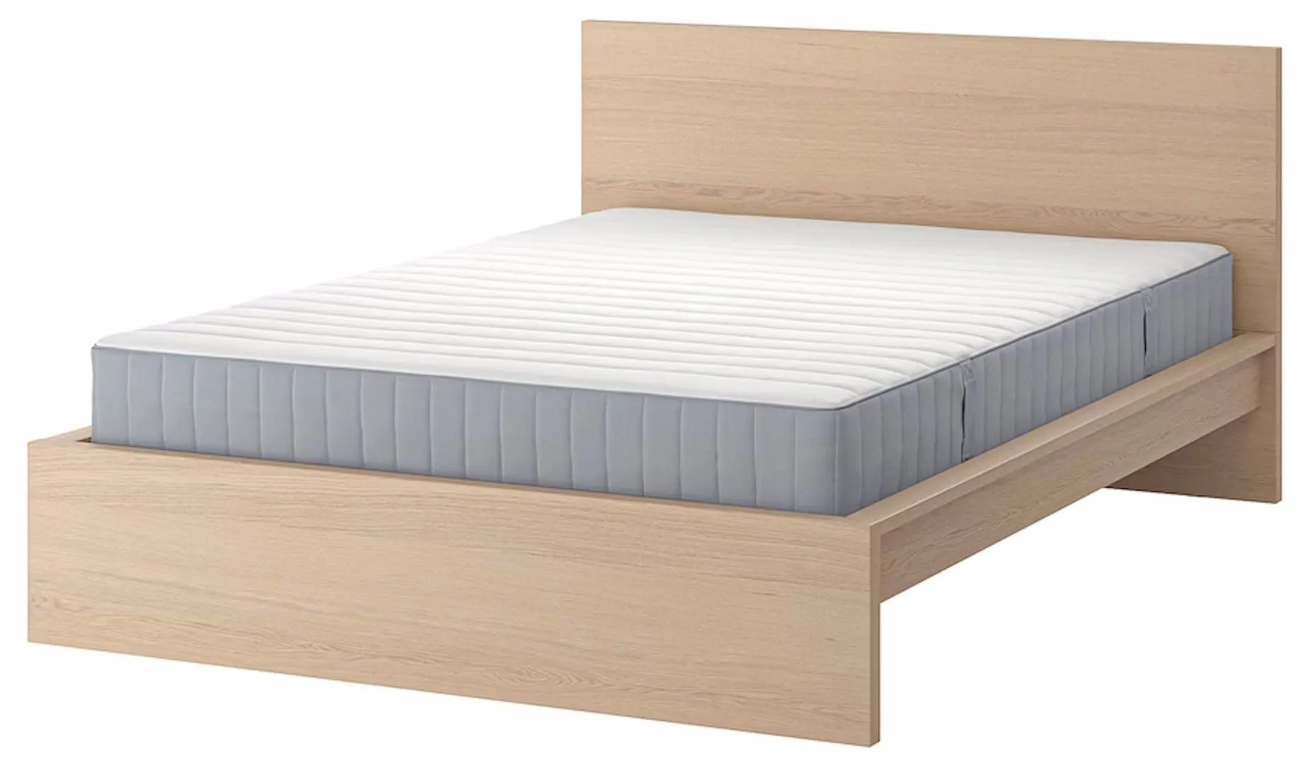 Pat Ikea Malm/Valevag ferma/cu saltea 180x200 (Furnir Stejar Alb) - 2