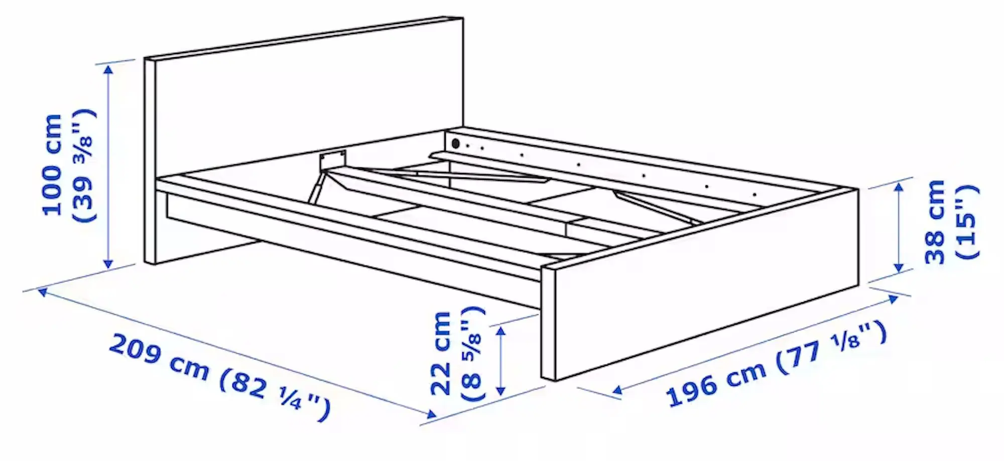 Pat Ikea Malm/Valevag ferma/cu saltea 180x200 (Furnir Stejar Alb) - 14