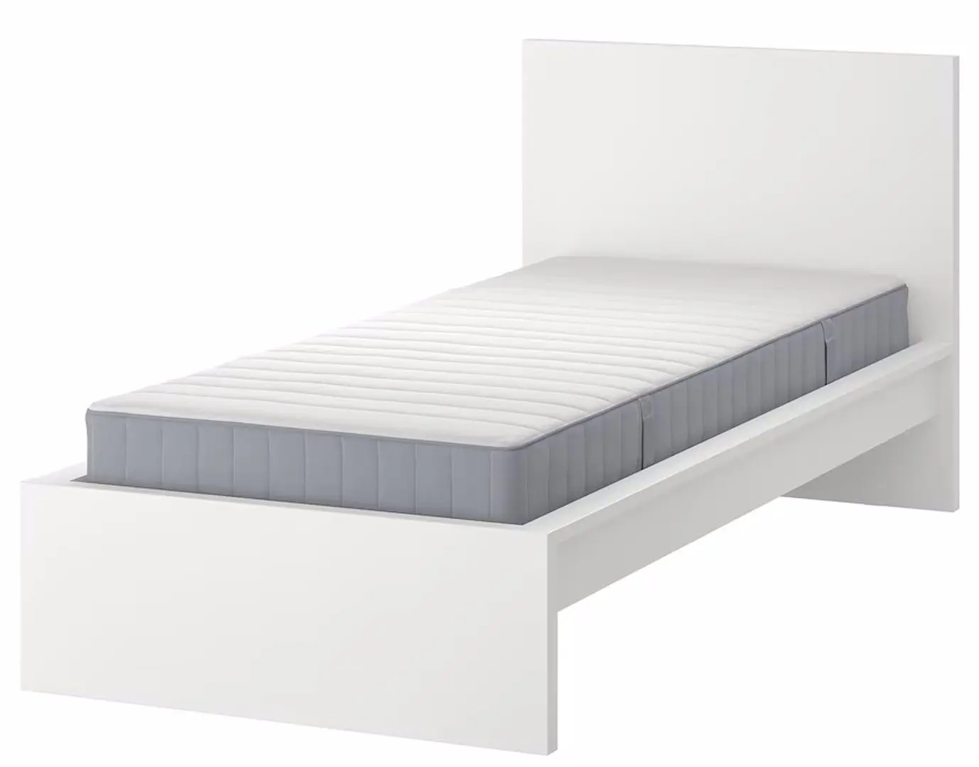 Pat Ikea Malm/Valevag ferma/cu saltea 90x200 (Alb)