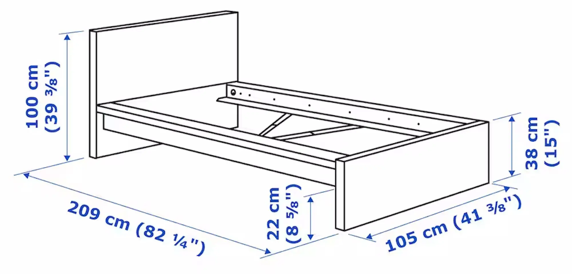 Pat Ikea Malm/Valevag ferma/cu saltea 90x200 (Negru-Maro) - 2