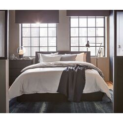 Pat Ikea Malm/Vesteroy extra ferma/cu saltea 140x200 (Negru-Maro)