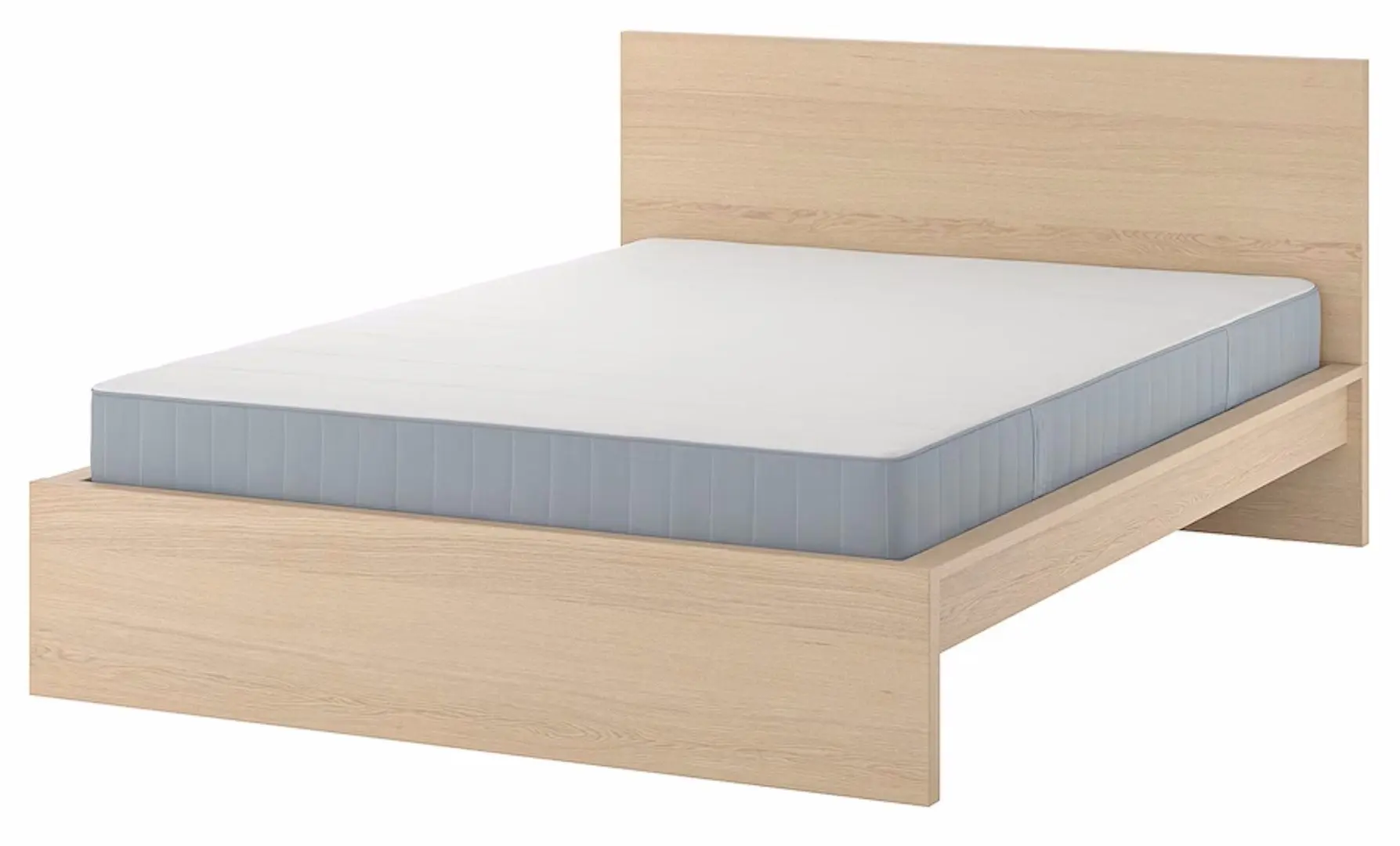 Pat Ikea Malm/Vesteroy ferma/cu saltea 140x200 (Furnir Stejar Alb) - 2