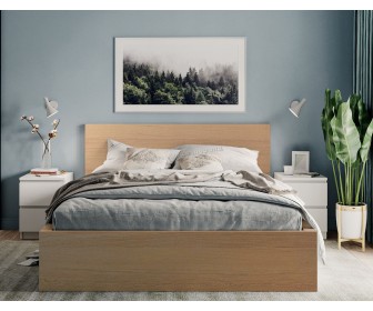 Кровать Ikea Malm/Vesteroy жесткий/с матрасом 140x200 (Беленый Дубовый Шпон)