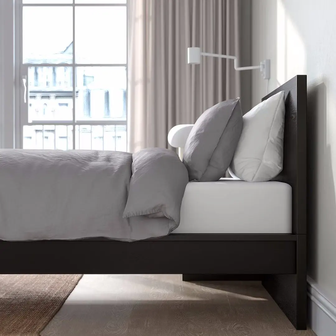 Pat Ikea Malm/Vesteroy ferma/cu saltea 90x200 (Negru-Maro) - 8