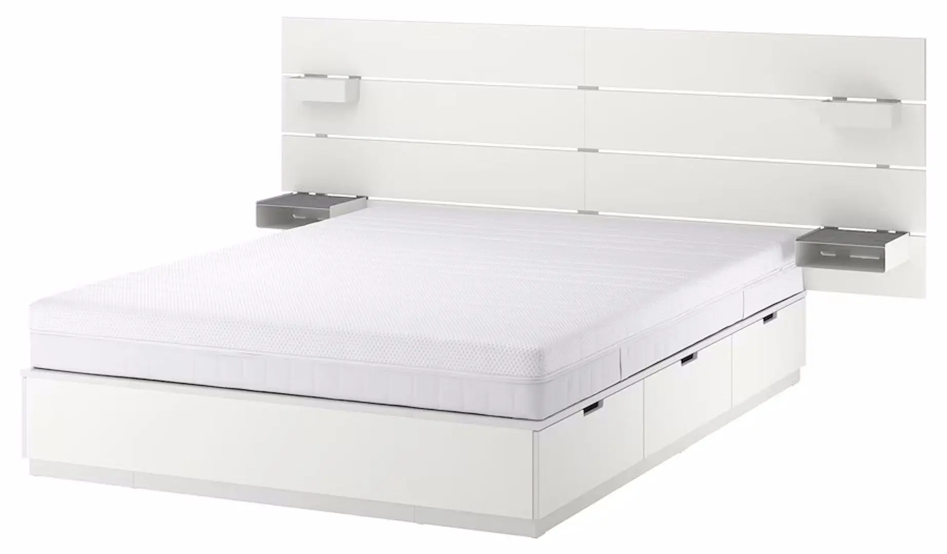 Pat Ikea Nordli Akrehamn ferma/cu depozitare/tablie/saltea 160x200 (Alb)